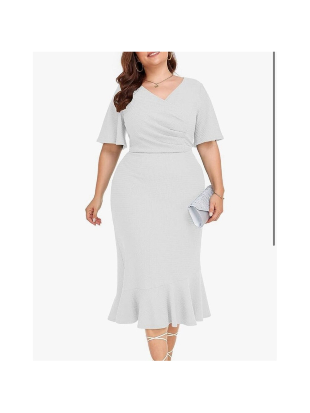 NEW Plus Size Short Sleeve Ruched Mermaid Cocktail Midi Dress 3X